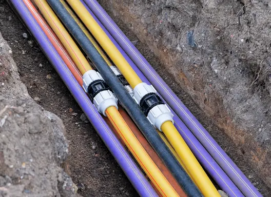 photo connecting underground electric cable infrastructure installation construction site